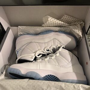 Jordan Kids White and Blue High-Top Sneakers